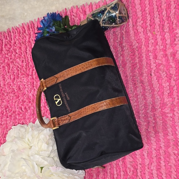 Valentino Garavani Sport Black and Brown Duffel Bag with Leather Accents - Picture 2 of 14